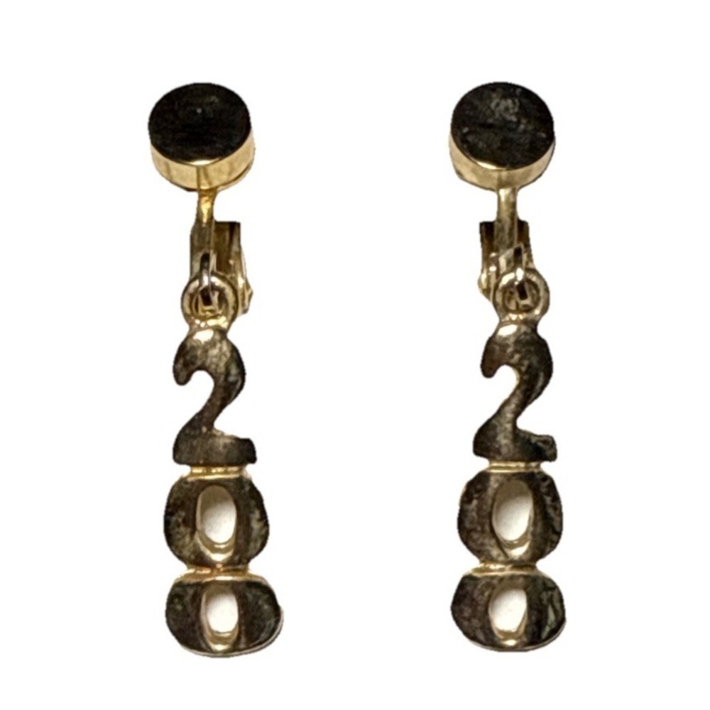 Park Lane Gold Tone Dangling "28" Clip On Earrings‎ Vtg J-7J